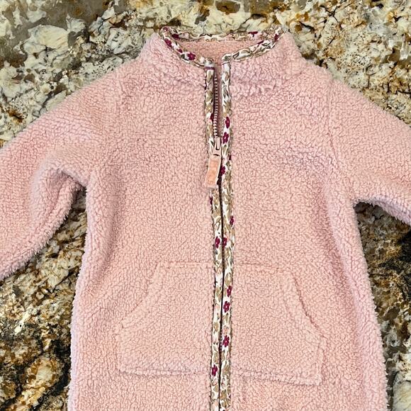 NWT Carter's Baby Girl Pink W/ Floral TrimZip-Up Sherpa Jumpsuit - SIZE 6M - Picture 3 of 10
